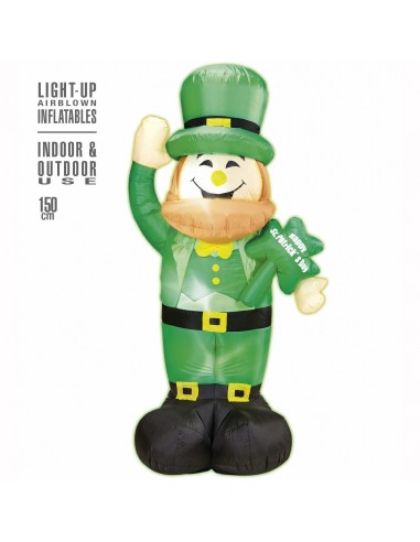 Leprauchaun Saint Patrick vert gonflable et lumineux 150 cm destockage