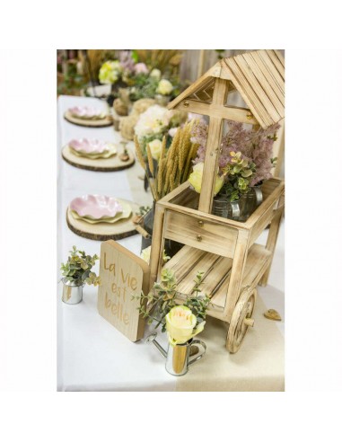 Petit chariot de décoration en bois 62 x 24 x 61 cm destockage