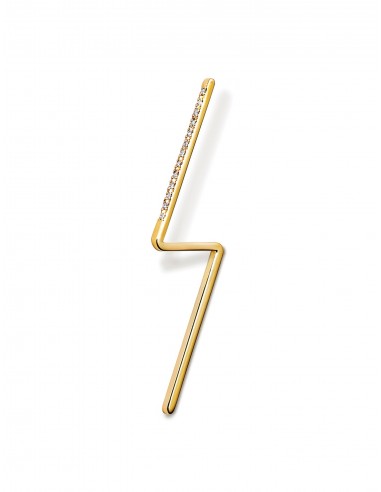 Lightning Post, 18K Yellow Gold + Diamond Pavé Earring solde