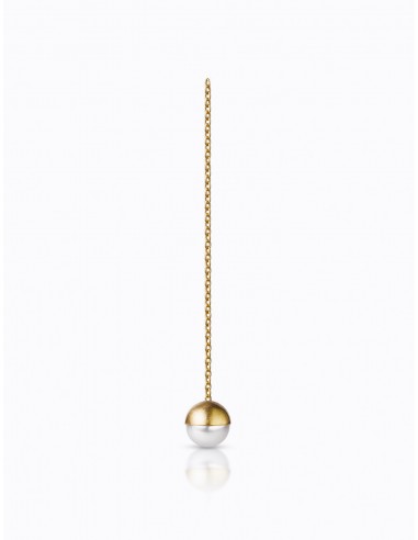 Half Pearl Chain 18K Yellow Gold Earring Livraison rapide