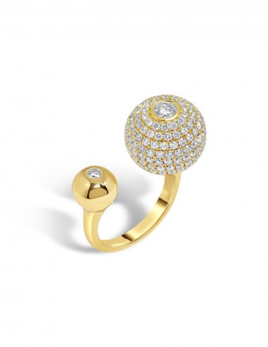 Nemara Grand, 18K Yellow Gold + White Diamond Pavé Ring Voir les baskets