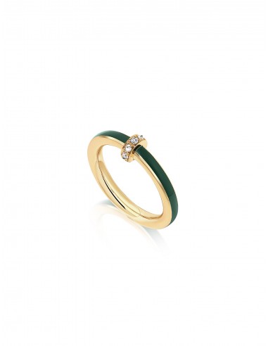 Idris, 18K Yellow Gold, Diamond + Green Enamel Ring de France