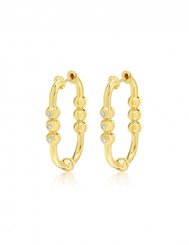 Markeli, 18K Yellow Gold + Diamond Hoop Earrings Profitez des Offres !