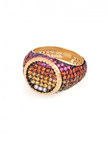 Sunset, 18K Yellow Gold, Semi Precious Stones + Diamond Ring pas cheres