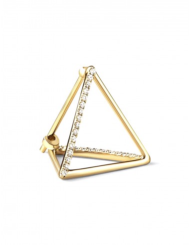 3D Triangle, 18K Yellow Gold + Diamond Pavé Earring, Large le des métaux précieux