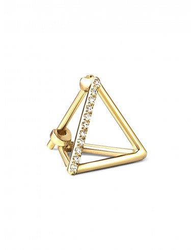 3D Triangle, 18K Yellow Gold + Diamond Pavé Earring, Small rembourrage situé sous