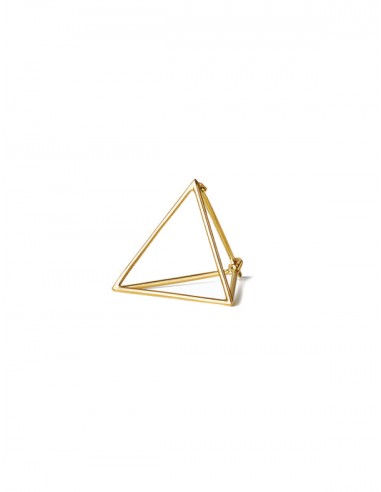 3D Triangle, 18K Yellow Gold Earring, Large soldes