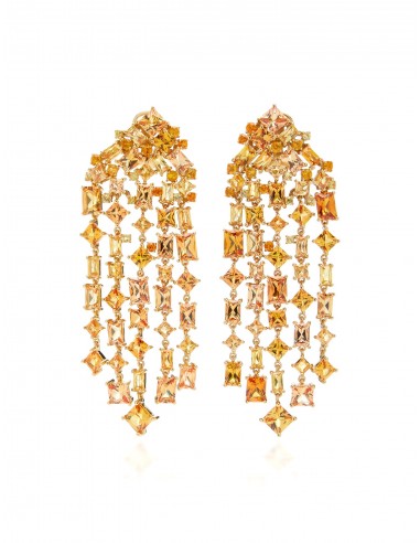 Golden Cascade, 18K Yellow Gold + Orange Citrine Earrings d'Europe débarque