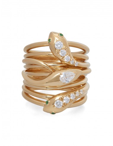 Serpentine, 18K Yellow Gold, Emerald + Diamond Ring prix