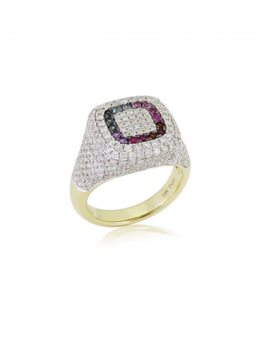 The 11th Rainbow, 14K Yellow Gold, Multi-Gemstone + Diamond Signet Ring Comment ça marche