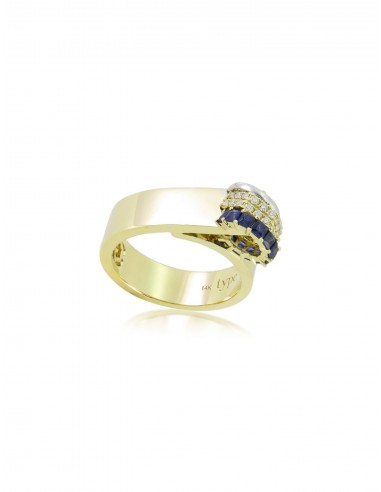 Claire, 14K Yellow Gold, Blue Sapphire + Diamond Ring d'Europe débarque