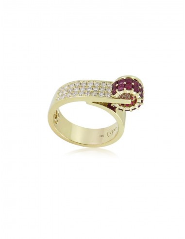 Esmee, 15K Yellow Gold, Ruby + Diamond Ring plus qu'un jeu 