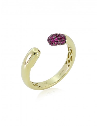 Tube, 14K Yellow Gold + Ruby Ring français