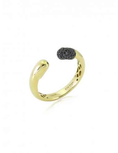 Tube, 14K Yellow Gold + Black Diamond Ring livraison gratuite