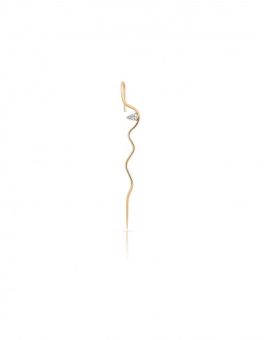 Splash Wave Needle, 14K Yellow Gold + Diamond Earring Venez acheter