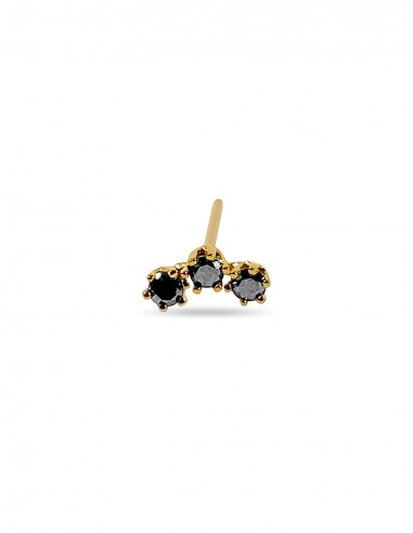 Princess Curve, 14K Yellow Gold +  Black Diamond Stud la livraison gratuite