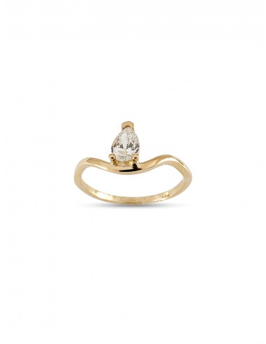 Solitaire Drop Nalu, 14K Yellow Gold + Diamond Ring Amélioration de cerveau avec