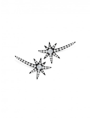 Shooting Starburst, 18K White Gold + Diamond Earrings vente chaude votre 