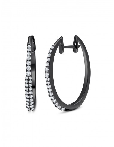 Star Dust, 18K Black Gold + Diamond Hoops prix