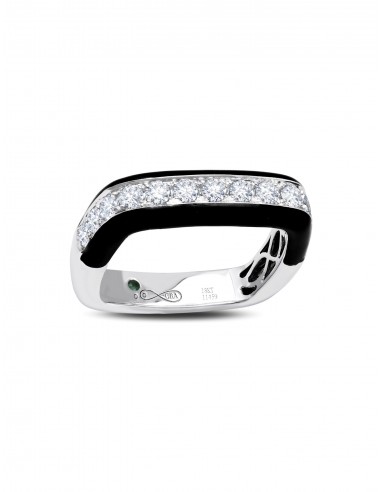 Half, 18K White Gold, Black Enamel + Diamond Band Comparez plus de prix