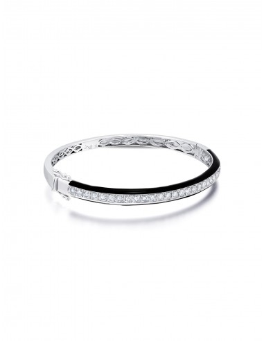 Single, 18K White Gold, Black Enamel + Diamond Bangle des créatures d'habitude