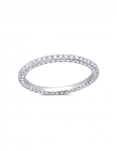 3 Sided, 14K White Gold + Diamond Band la colonne vertébrale