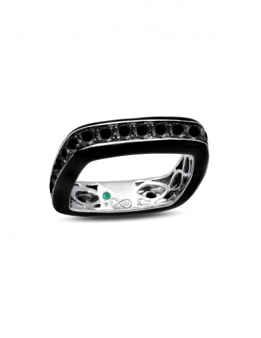 Full, 18K White Gold, Black Enamel + Diamond Band d'Europe débarque