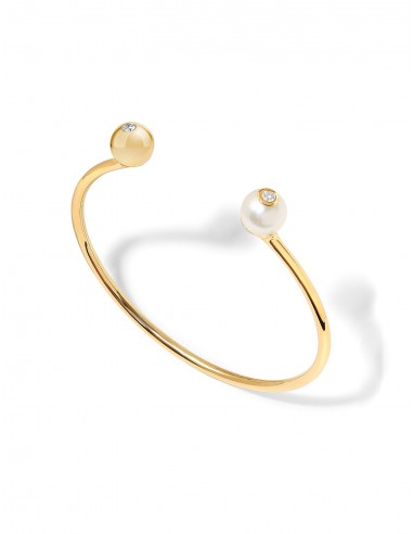 Nemara Twin, 18K Yellow Gold, Akoya Pearl + Diamond Bangle livraison et retour toujours gratuits