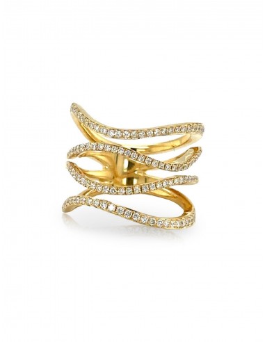 Four Row Wavy, 18K Yellow Gold + Diamond Ring français