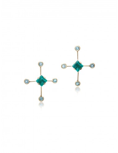 Supernova, 18K Yellow Gold, Emerald + Apatite Earrings chez Cornerstreet bien 