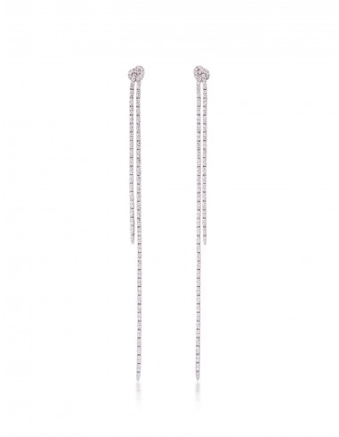 Long Knot, 18K White Gold + Diamond Earrings de technologie