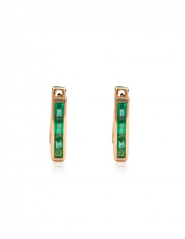 Skinny Square Huggie, 14K Yellow Gold + Three Emerald Baguette Earrings 50-70% off 