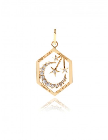 Moon Love Token, 14K Yellow Gold + Diamond Pendant 50-70% off 