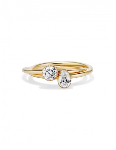 Round + Pear Cut Rolling, 14K Yellow Gold + Diamond Ring hantent personnes