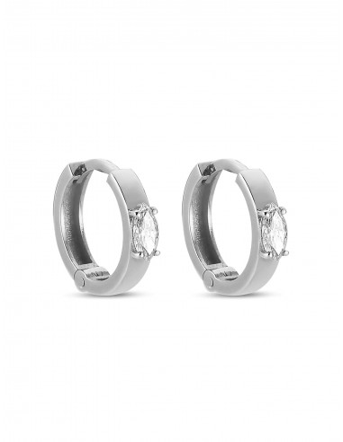 The Fana, 14K White Gold + Diamond Hoop, Single hantent personnes