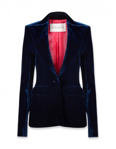 Single-Breasted Blazer in Fluid Velvet rembourrage situé sous