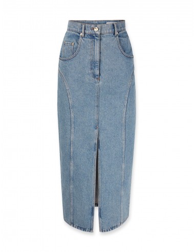 Long Denim Skirt with Front Slit Economisez 