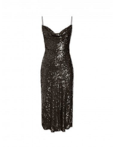 Sequin Cowl Midi Dress Pour