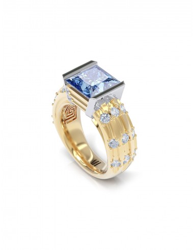 The Flute, 18K Gold, Blue Sapphire + Diamond Ring Amélioration de cerveau avec