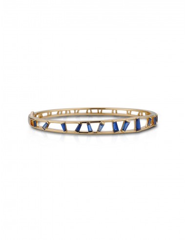 Aerial Rectangular, 18K Yellow Gold + Blue Sapphire Bangle la colonne vertébrale