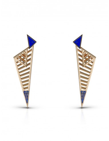 Fenestra Arc Edge, 18K Yellow Gold + Blue Sapphire Earrings rembourrage situé sous