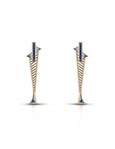 Fenestra Suspension, 18K Yellow Gold, Blue Sapphire, Aquamarine + Blue Topaz Earrings 50-70% off 