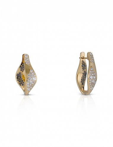 Aerial Dyrne, 18K Yellow Gold + Black Diamond Earrings Profitez des Offres !