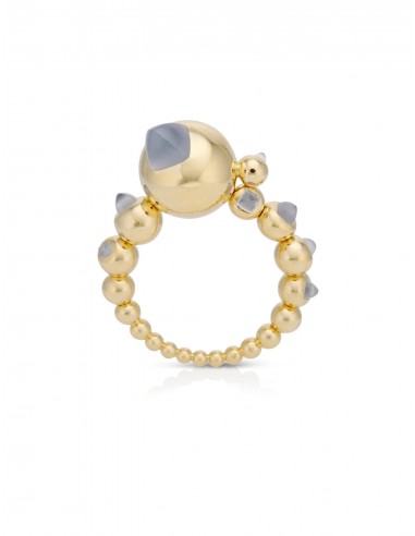 Sugarloaf Bubble, 18K Yellow Gold + Chalcedony Ring Les êtres humains sont 