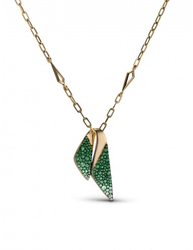 Ailes, 18K Yellow Gold + Green Sapphires + Tsavorites Pendant prix