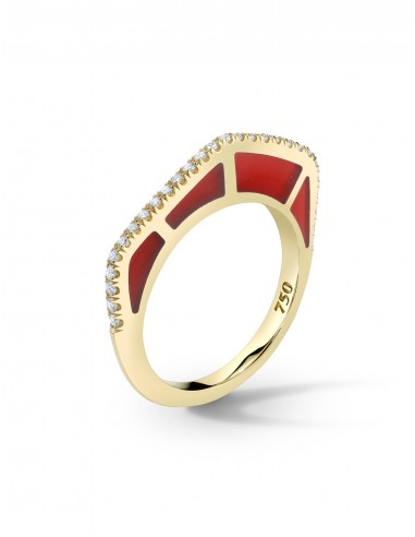 Cobra, 18K Yellow Gold, Red Enamel + Diamond Ring Toutes les collections ici