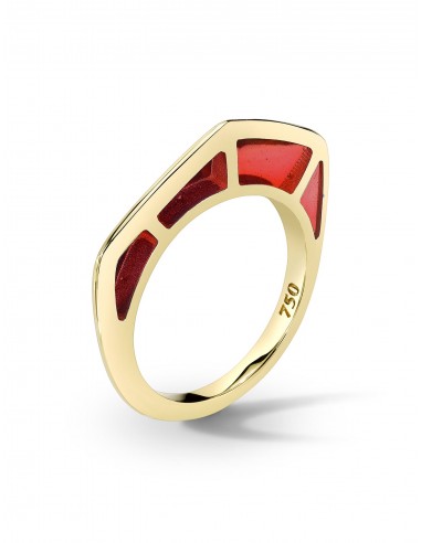 Cobra, 18K Yellow Gold + Red Enamel Ring en ligne