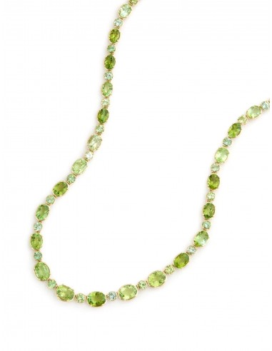 Graduated Light Green Tourmaline Oval and Round, 18K Yellow Gold Necklace Paris Déstockage Promo