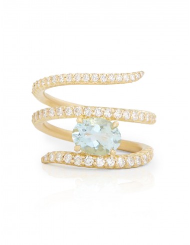 Script, 18K Yellow Gold, Aquamarine + Diamond Ring online