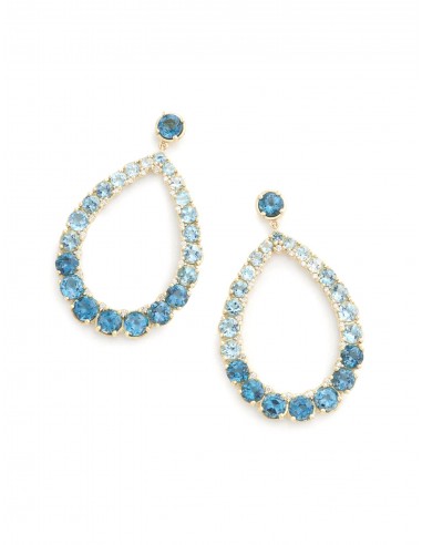 Ombré Pear Shape, 18K Yellow Gold, Aquamarine, Blue Topaz + Diamond Earrings prix